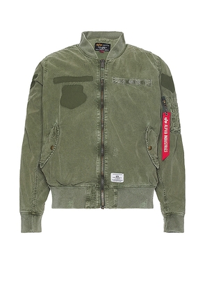 ALPHA INDUSTRIES L-2b Rip And Repair Flight Jacket in Olive. Size S.