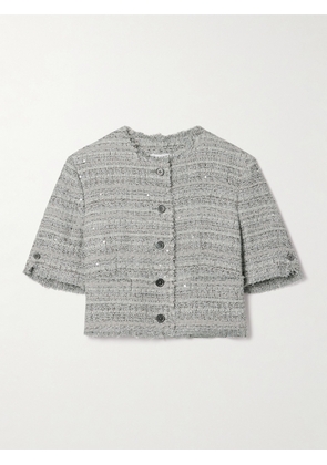 Thom Browne - Cropped Sequin-embellished Tweed Jacket - Gray - IT40,IT42