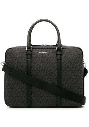 Michael Kors monogram-print leather briefcase - Black