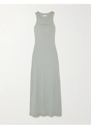 Rabanne - Appliquéd Ribbed Cotton-blend Maxi Dress - Gray - x small,small,medium,large,x large