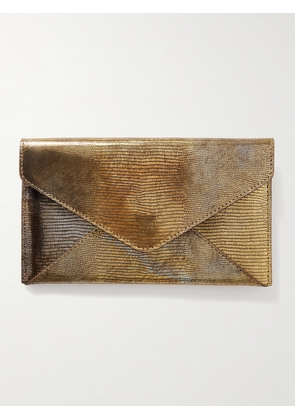 Dries Van Noten - Metallic Lizard-effect Leather Clutch - Gold - One size