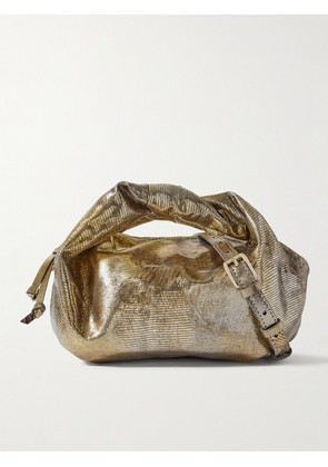 Dries Van Noten - Lizard-effect Metallic Leather Shoulder Bag - Gold - One size