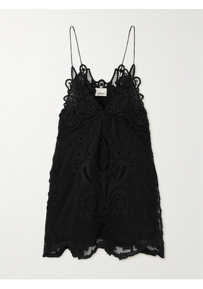 Isabel Marant - Virginia Lace-appliquéd Embroidered Tulle Mini Dress - Black - FR34,FR36,FR38,FR40,FR42