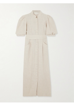 DESTREE - Amoako Belted Woven Midi Dress - Ecru - small,medium,large
