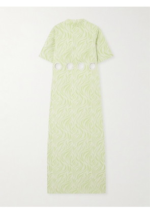 DESTREE - Yayoi Cutout Appliquéd Faille Maxi Dress - Green - small,medium,large