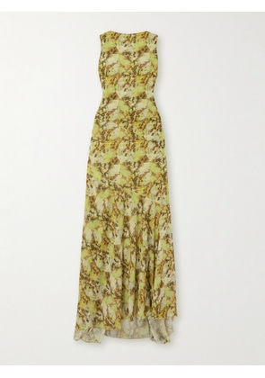 SIEDRÉS - Open-back Printed Recycled Crepe Maxi Dress - Green - xx small,x small,small,medium,large