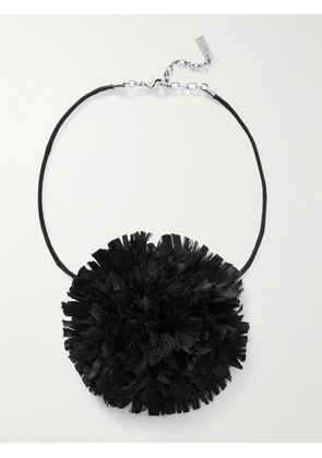 SAINT LAURENT - Silver-tone, Chiffon And Cord Necklace - Black - One size