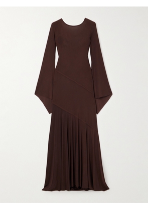 SIEDRÉS - Alin Embellished Open-back Stretch-jersey Maxi Dress - Brown - xx small,x small,small,medium,large