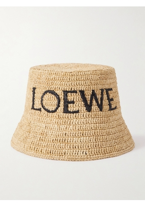 Loewe - + Paula's Ibiza Logo-embroidered Raffia-blend Bucket Hat - Neutrals - 57