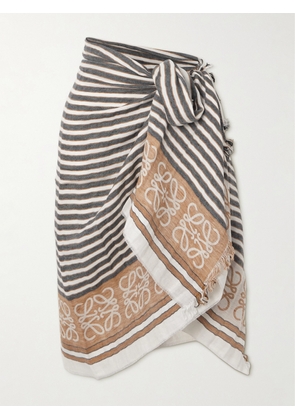 Loewe - + Paula's Ibiza Fringed Jacquard-woven Linen And Cotton-blend Scarf - Neutrals - One size