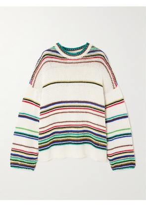 Loewe - + Paula's Ibiza Striped Knitted Cotton-blend Sweater - Neutrals - x small,small,medium,large
