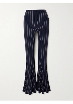 Norma Kamali - Fishtail Pinstriped Stretch-jersey Flared Pants - Blue - xx small,x small,small,medium,large,x large