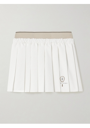 Brunello Cucinelli - Embroidered Pleated Jersey Tennis Skirt - White - IT40,IT42,IT48