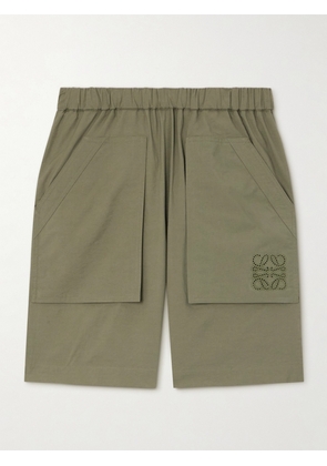Loewe - + Paula's Ibiza Embroidered Cotton-blend Poplin Shorts - Green - x small,small,medium,large