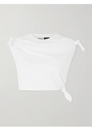 Loewe - + Paula's Ibiza Cropped Knotted Cotton-blend Jersey T-shirt - White - x small,small,medium,large