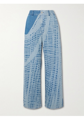 Loewe - + Paula's Ibiza Leather-trimmed Printed Straight-leg Jeans - Blue - FR32,FR34,FR36,FR38,FR40,FR42,FR44