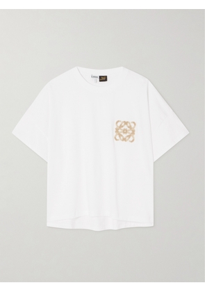 Loewe - + Paula's Ibiza Bouclé-appliquéd Cotton-jersey T-shirt - White - x small,small,medium,large,x large