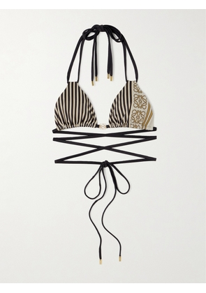 Loewe - + Paula's Ibiza Embellished Printed Triangle Bikini Top - Neutrals - x small,small,medium,large