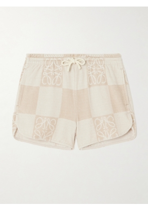 Loewe - + Paula's Ibiza Cotton-blend Terry Jacquard Shorts - Neutrals - x small,small,medium,large