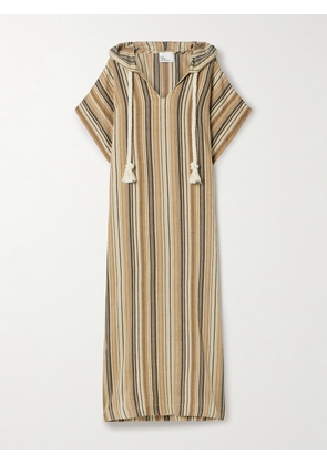 Lisa Marie Fernandez - Hooded Striped Linen-blend Kaftan - Brown - 0,1,2,3