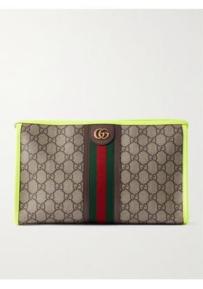 Gucci - Ophidia Webbing And Leather-trimmed Printed Coated-canvas Pouch - Neutrals - One size