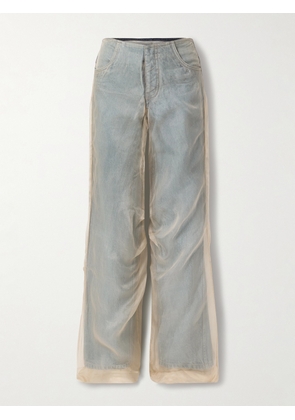 Christopher Esber - Organza-layered Low-rise Wide-leg Jeans - Blue - UK 4,UK 6,UK 8,UK 10,UK 12,UK 14