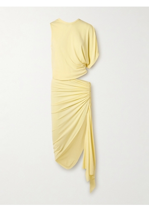 Christopher Esber - Monstera Asymmetric Cutout Ruched Jersey Dress - Yellow - UK 6,UK 8,UK 10,UK 12,UK 14