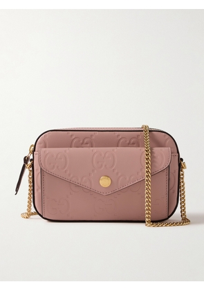 Gucci - Gg Logo-debossed Leather Shoulder Bag - Pink - One size