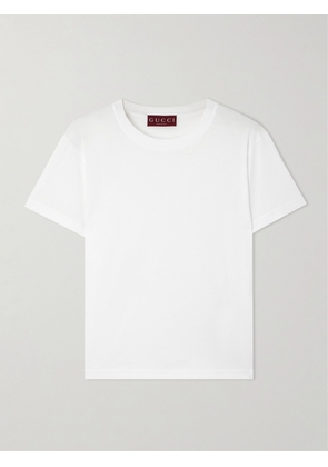 Gucci - Logo-embroidered Cotton-jersey T-shirt - White - XS,S,M,L,XL