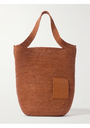 Loewe - + Paula's Ibiza Slit Embossed Leather-trimmed Raffia Tote Bag - Red - One size