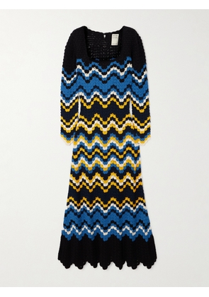 ESCVDO - Sumac Crocheted Cotton Maxi Dress - Blue - x small,small,medium,large
