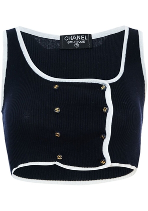CHANEL Pre-Owned CC-buttons crop top - Black
