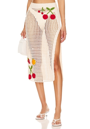 My Beachy Side X Revolve Crochet Midi Skirt in Cream. Size S, XS.