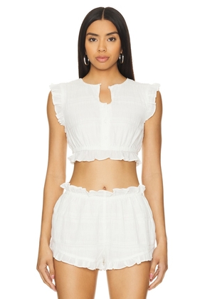 LOBA Martina Cropped Top in Ivory. Size S, XL, XS, XXS.