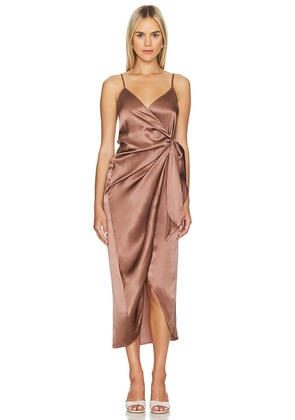 L'AGENCE Amilia Cami Wrap Dress in Brown. Size 00, 2, 4, 6, 8.