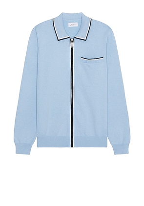 SATURDAYS NYC Saji Zip Polo Sweater in Baby Blue. Size M, XL/1X.