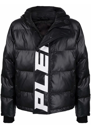 Philipp Plein logo-print hooded padded jacket - Black
