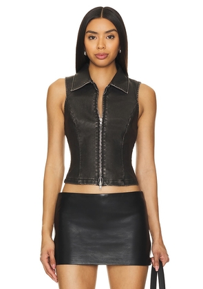 superdown Rachel Faux Leather Vest in Black. Size L, S, XL, XS, XXS.