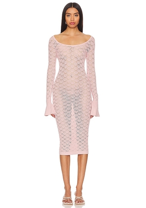 Tularosa Netia Long Sleeve Midi Dress in Pink. Size M, S, XS.