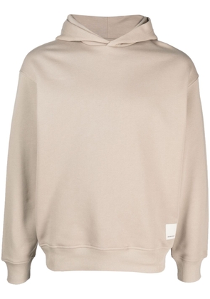 Emporio Armani logo-patch cotton hoodie - Neutrals