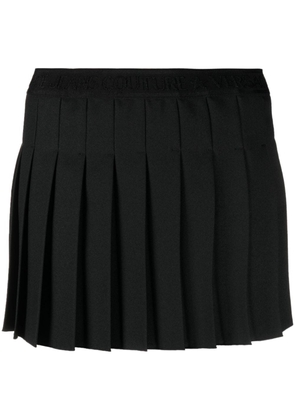 Versace Jeans Couture logo-print strap pleated skirt - Black