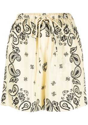 Nanushka paisley-print silk shorts - Yellow