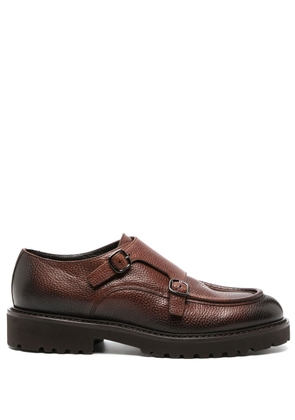 Doucal's Tumbled leather monk shoes - Brown