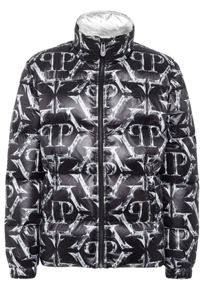 Philipp Plein logo-print quilted padded jacket - Black