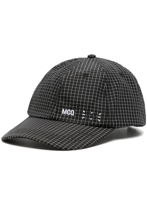 MCQ logo-embroidered grid-pattern cap - Black