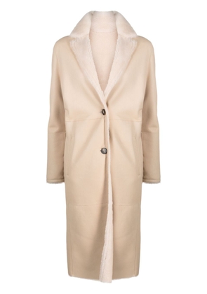 Liska Lammmantel button-up coat - Neutrals