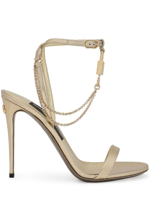 Dolce & Gabbana Keira 105mm padlock-detail sandals - Gold