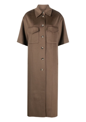 Nanushka straight-point collar wool-blend coat - Brown