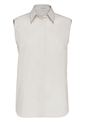 Brunello Cucinelli plain sleeveless shirt - White