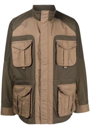 White Mountaineering panelled cargo-pocket jacket - Brown